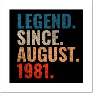 Legend since August 1981 Retro 1981 birthday shirt Posters and Art